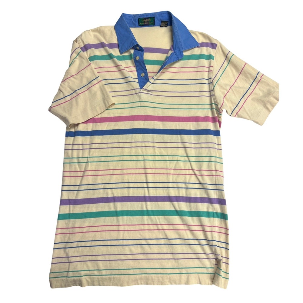 Colours Alexander Julian Mens Vintage 90s Striped Polo Shirt Large Preppy